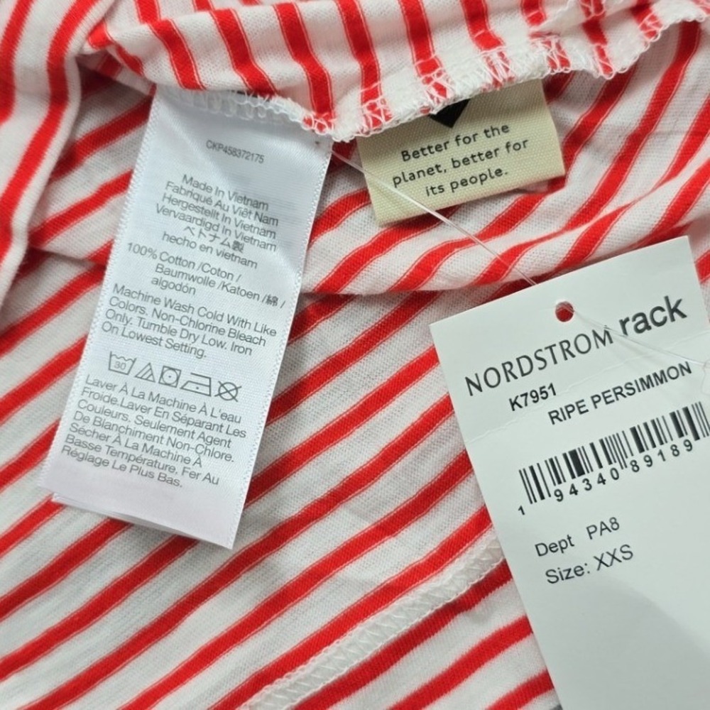 Madewell Womens Ripe Persimmon Striped Pocket Tank Top Red White XXS K7951 NWT - Picture 6 of 7